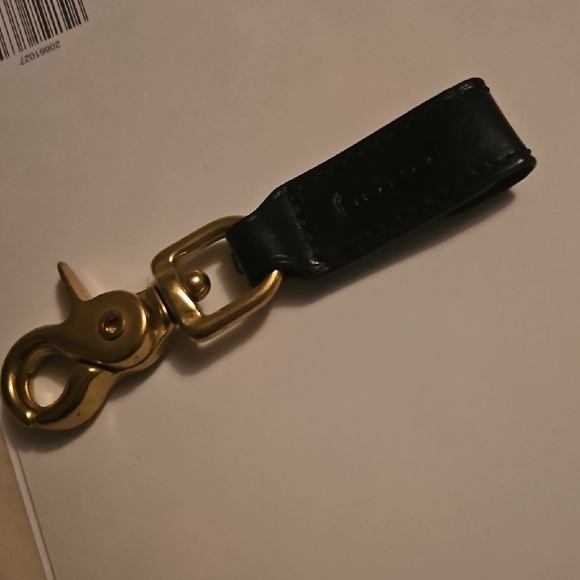 Coach Black Leather Key Chain with Gold Accents - Picture 2 of 3